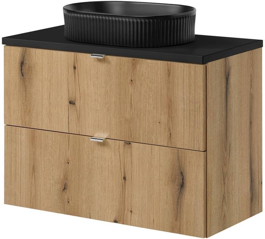 Waschtisch Skelbolu 80x71x40 cm Eichenoptik/Schwarz [en. casa] Bild 1