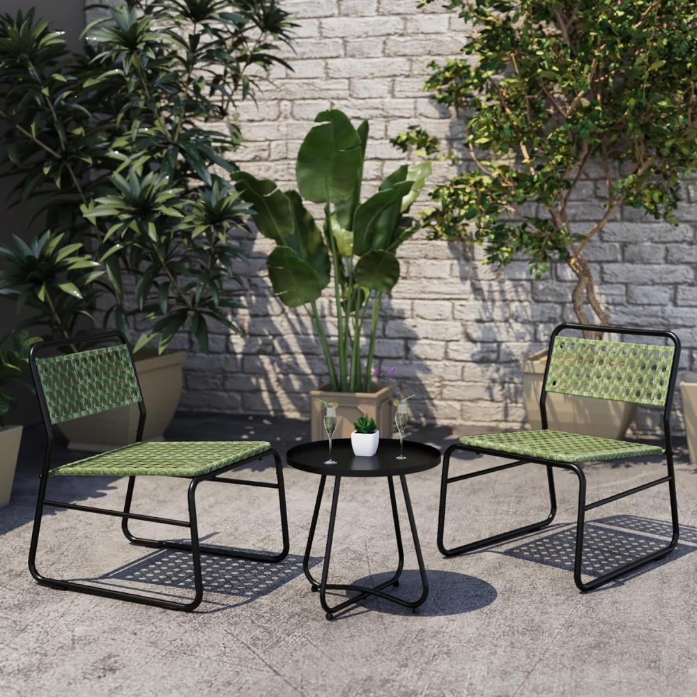 Bistroset Brienza 3-tlg. Polyrattan Grün [casa. pro] Bild 1