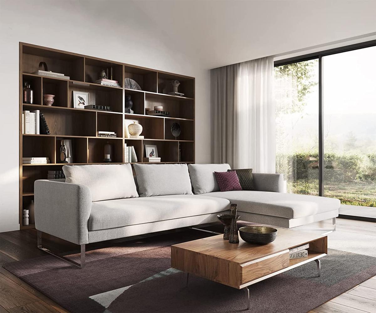 Ecksofa Azula 305x180 Flachgewebe Hellgrau Recamiere rechts Bild 1