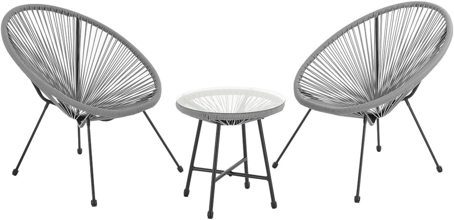 SVITA Bali Balkon-Möbel 3-TLG. Polyrattan Lounge-Set Balkon-Set Grau Bild 1