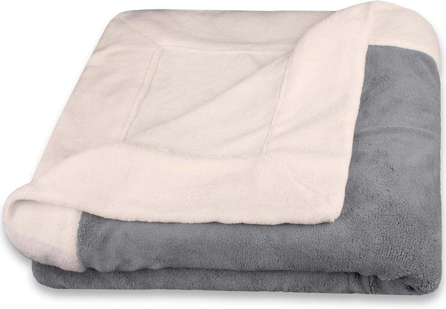 CelinaTex Flauschige Kuscheldecke 150 x 200 cm Creme weiß und grau Decke Sofa Wohndecke Mikrofaser Fleece Oeko-TEX Toronto Bild 1