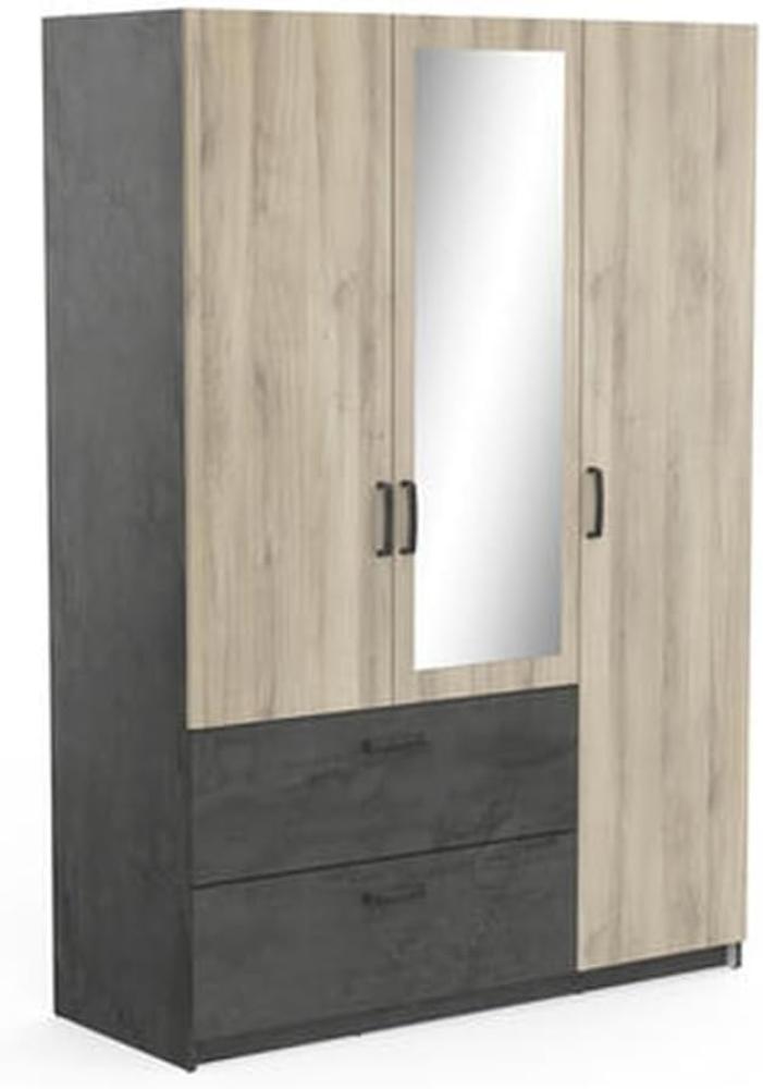 Kleiderschrank >Ready2< in Eiche/sidewalk aus Holzwerkstoff - 134x192x51 (BxHxT) Bild 1