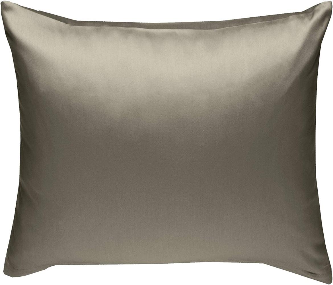 Bettwaesche-mit-Stil Mako-Satin / Baumwollsatin Bettwäsche uni / einfarbig braun Kissenbezug 50x50 cm Bild 1