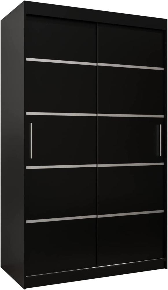 Schwebetürenschrank Verona 1 120 cm Kleiderschrank mit Kleiderstange und Einlegeboden Schlafzimmer- Wohnzimmerschrank Schiebetüren Modern Design (Schubladen: 0, Schwarz) Bild 1