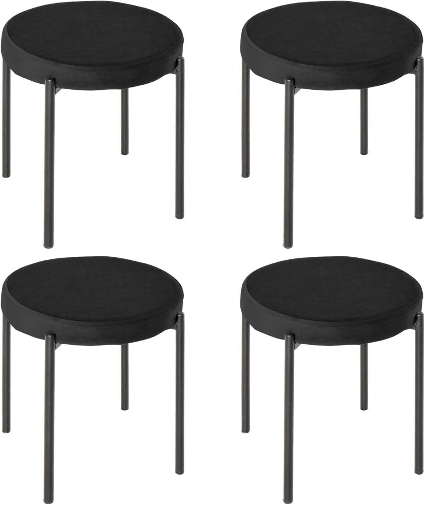 HOMCOM Esszimmerstuhl 4er-Set Esszimmerhocker Stapelbar Thekenhocker (Rundhocker, 4 St), für Küche Esszimmer Samt Schwarz 41,5 x 41,5 x 46 cm Bild 1