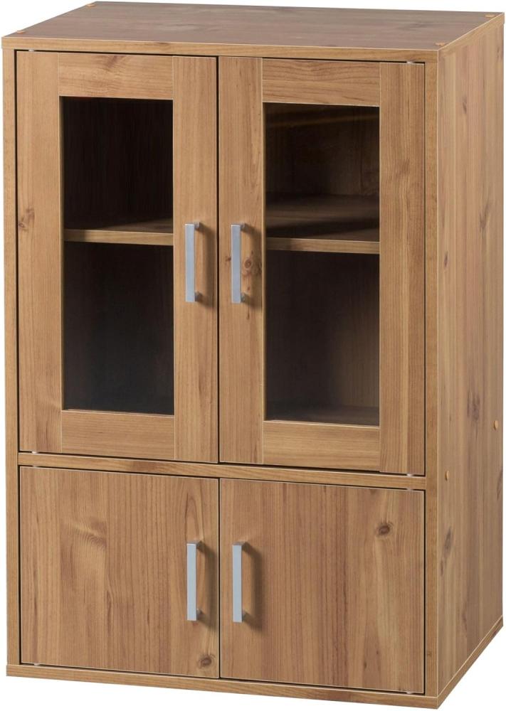 Iris Ohyama, Möbel, Bücherregal, Geschirrschrank, Sideboard mit 4 Regalen und 4 Türen, Vielseitig verwendbar, Büro, Küche, Schlafzimmer, Wohnzimmer - Cabinet GKN-9060 - Hellbraun Bild 1