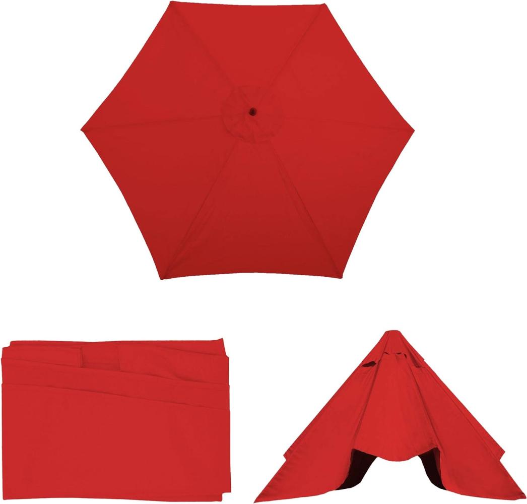 Ersatz-Bezug für Sonnenschirm Florida, Sonnenschirmbezug Ersatzbezug, Ø 3m Polyester 6 Streben ~ rot Bild 1