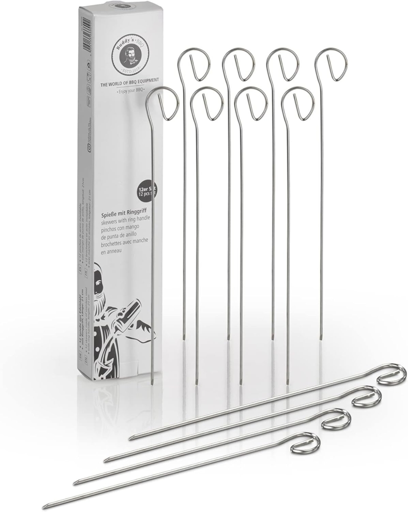 Buddy's Grillspieß Buddy´s BBQ (Set, 12-St), Schaschlikspieße, Edelstahl, wiederverwenbar, 21 cm Bild 1