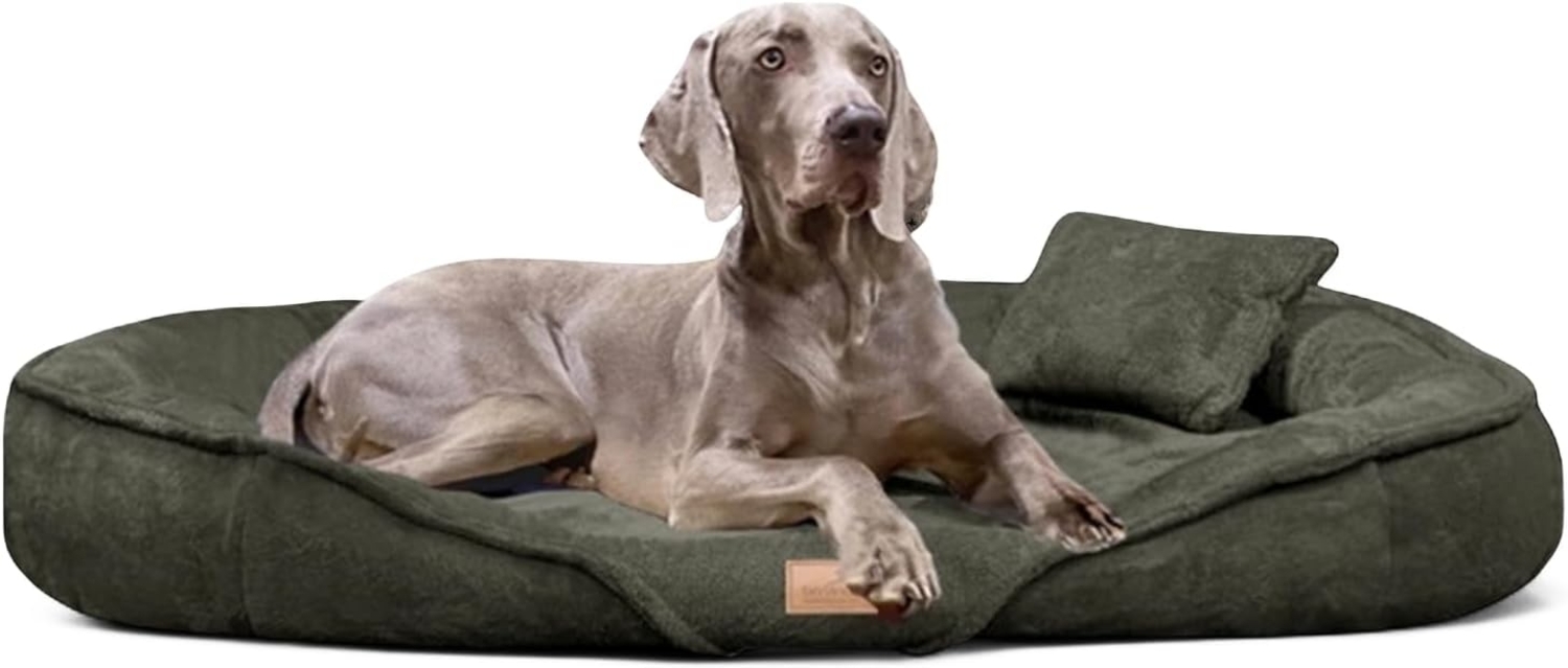 XENIA TEDDY | Kuscheliges Orthopädisch Hundebett - 26 Olivgrün, 145x105cm Bild 1