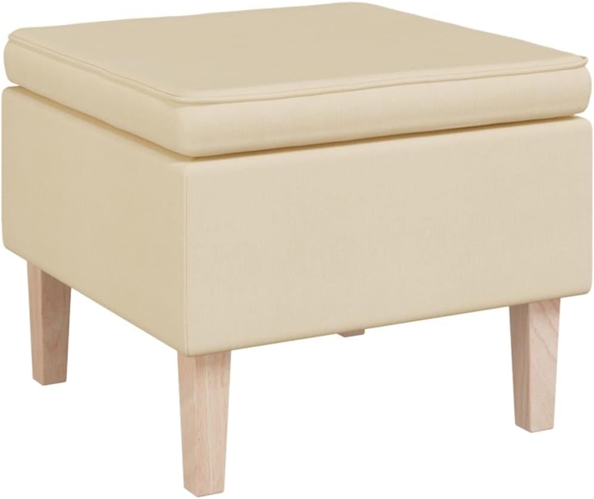 vidaXL Hocker mit Holzbeinen Creme Stoff [329434] Bild 1