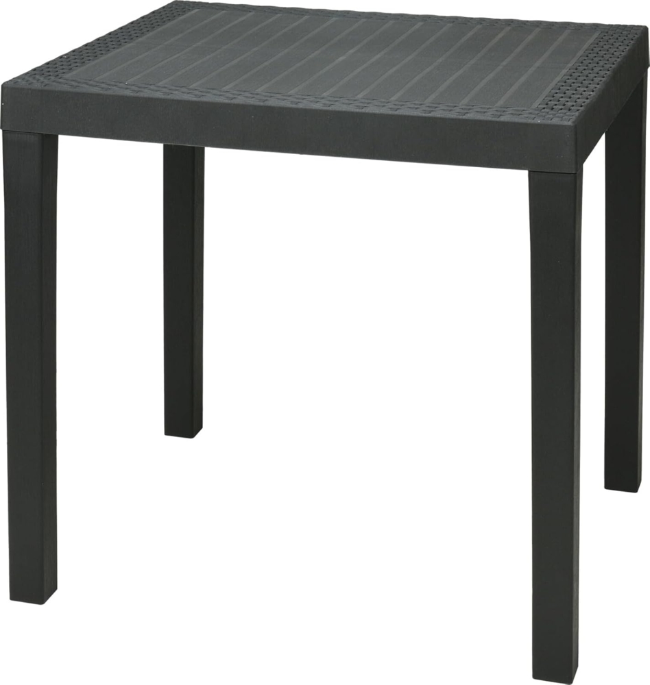 Progarden Esstisch Balkontisch Bistrotisch Terrassentisch Rattan Optik (Packung, 1-St, 1 Tisch), Rechteckig, 78x72 cm, Beistelltisch, Anthrazit, Wetterfest Bild 1