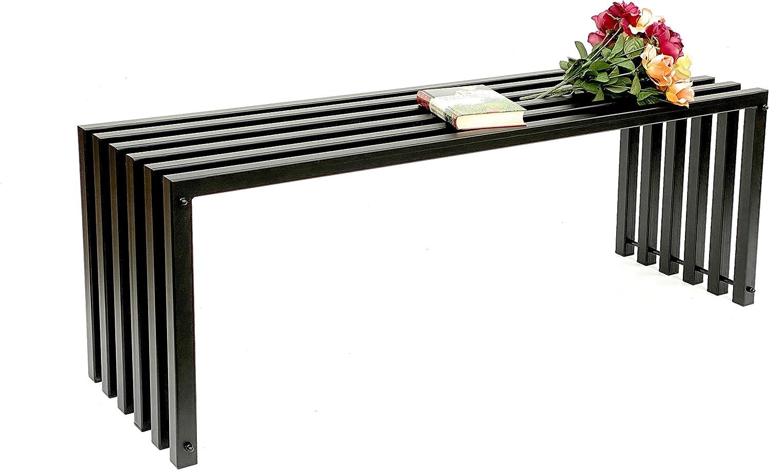 DanDiBo Gartenbank Metall Massiv Wetterfest Schwarz 120 cm Ela Sitzbank Modern 96205 Parkbank Eisen Lamellenbank Bild 1