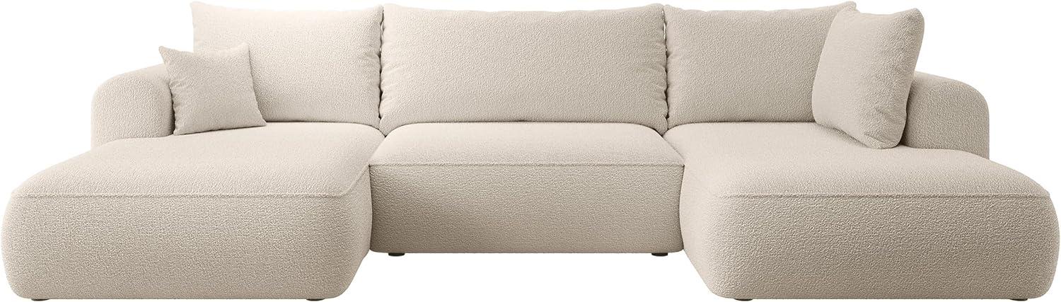 Selsey OVO - Wohnlandschaft U-Form-Sofa mit Schlaffunktion, Bettkasten, Ottomane rechts, Boucle Beige Bild 1