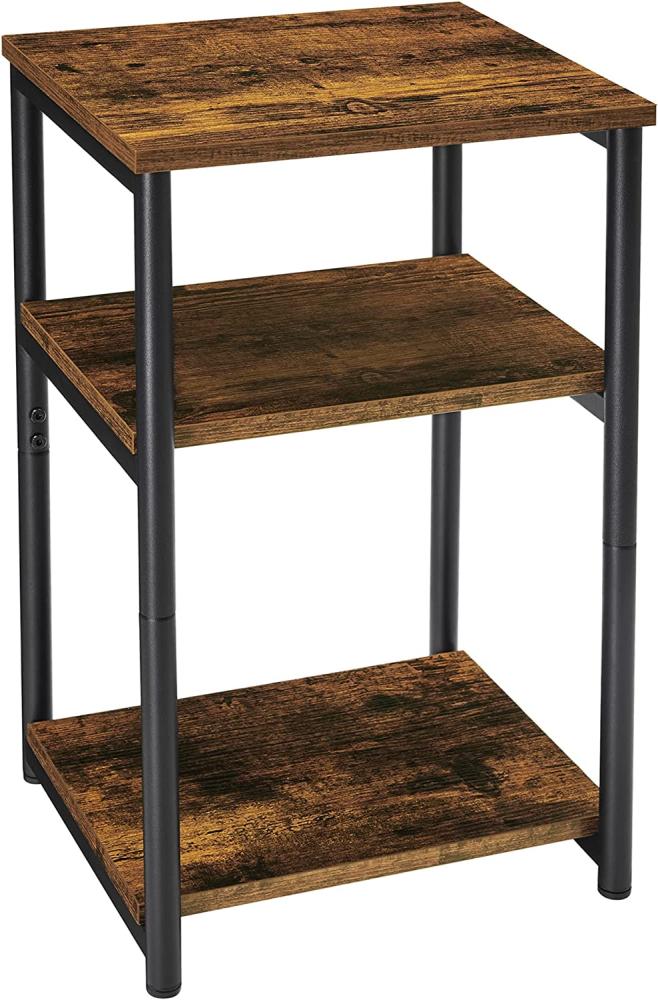 Vasagle Beistelltisch, Nachttisch, Telefontisch mit 3 Ebenen, für Schlafzimmer, Stahlrahmen, für Wohnzimmer, Schlafzimmer, Industrie-Design, vintagebraun-schwarz LET273B01 Bild 1