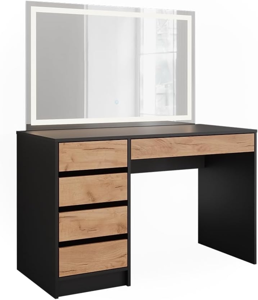 Schminktisch Sherry Anthrazit/Goldkraft Eiche 120 x 75 cm mit LED-Spiegel Vicco Bild 1