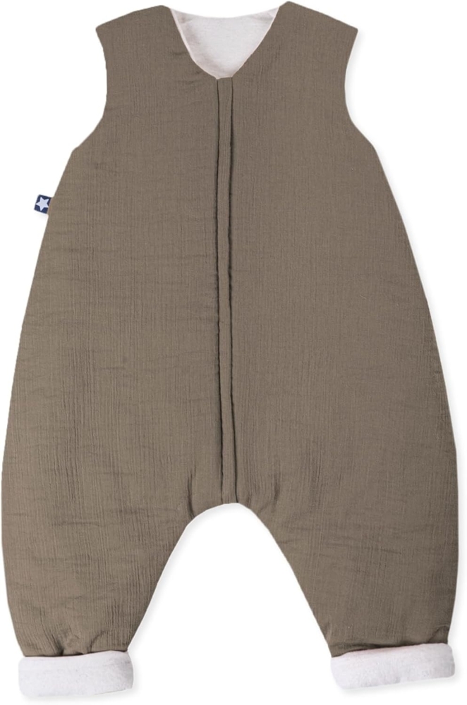 Julius Zöllner Schlafoverall Jumper gefüttert Musselin, warme Füllung 2,5 TOG, waschbar bei 40°C, Made in Germany, OEKO TEX Standard 100, nougat, Gr. 92 Bild 1