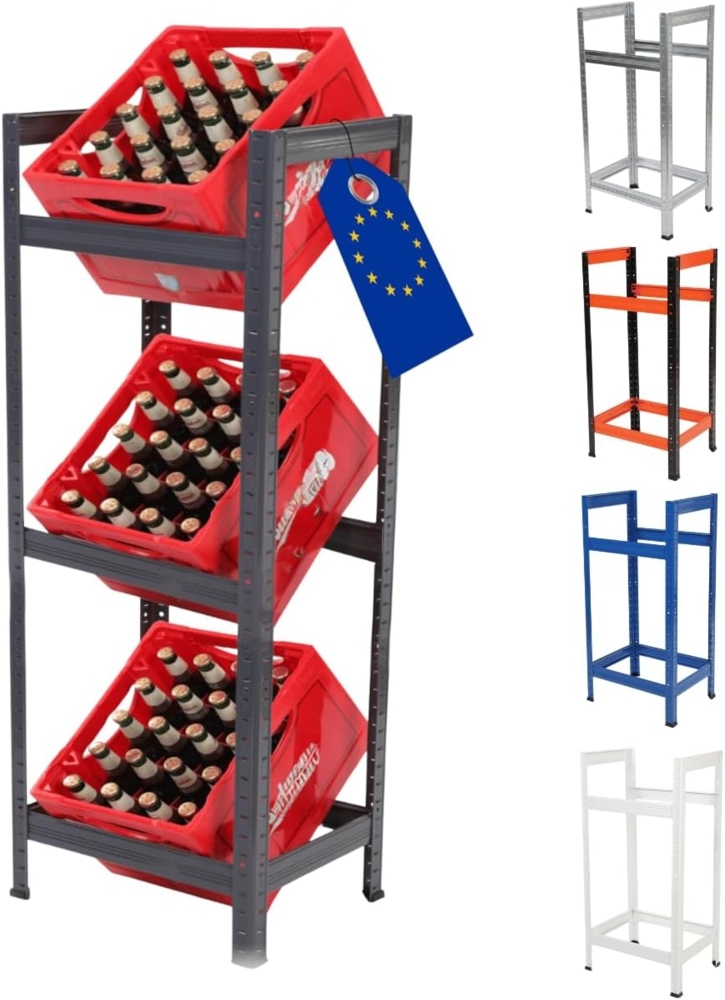 Modo24 Kastenständer HELIOS Metall Getränkekistenregal, Kistenregal, für 2 oder 3 Kisten, Getränkeregal Stabil Kistenständer Freistehend, Kistenhalter, 5 Farben Bild 1