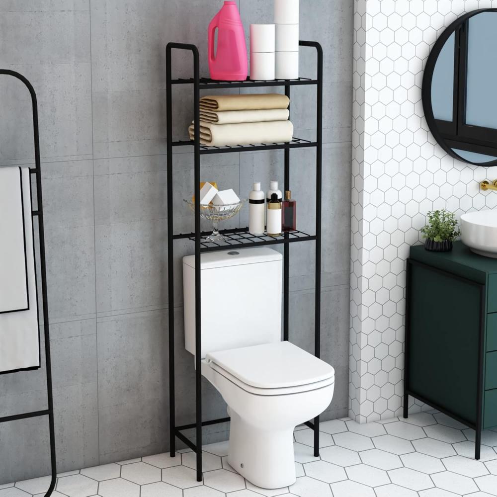 Toilettenregal Nordborg Metall 161x52,5x24,5 cm Schwarz [en. casa] Bild 1