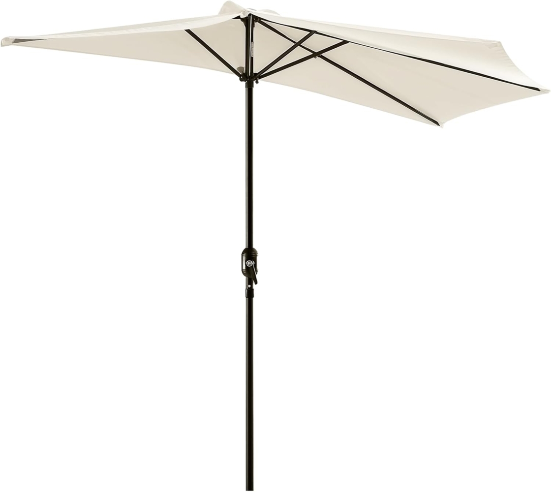 Outsunny Sonnenschirm Schirm Marktschirm, Metall, halbrund, LxB: 293x150 cm, Kurbelschirm, Gartenschirm, Cremeweiß+Schwarz Bild 1