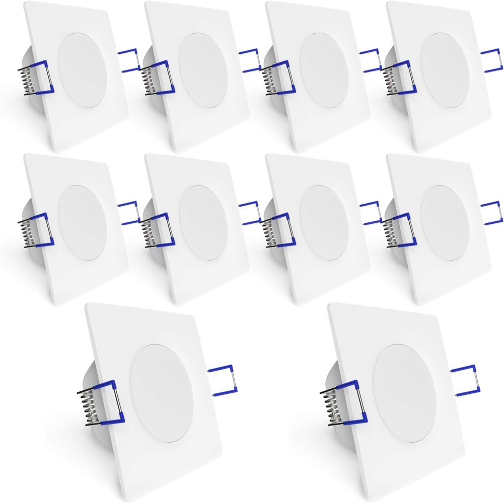 linovum LED Einbaustrahler 10er Set WEEVO extra flache LED Einbauspots eckig weiss 4000K 5W 230V, Neutralweiß Bild 1