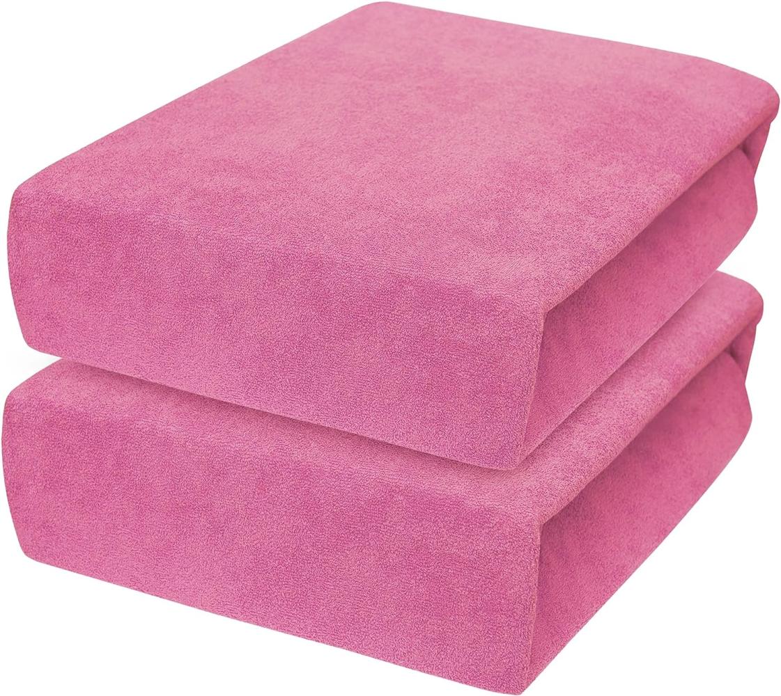 2 x Baby Comfort Frottee Spannbettlaken für 90x55 cm Nachttischbett Kinderbett Matratze (Rosa) Bild 1