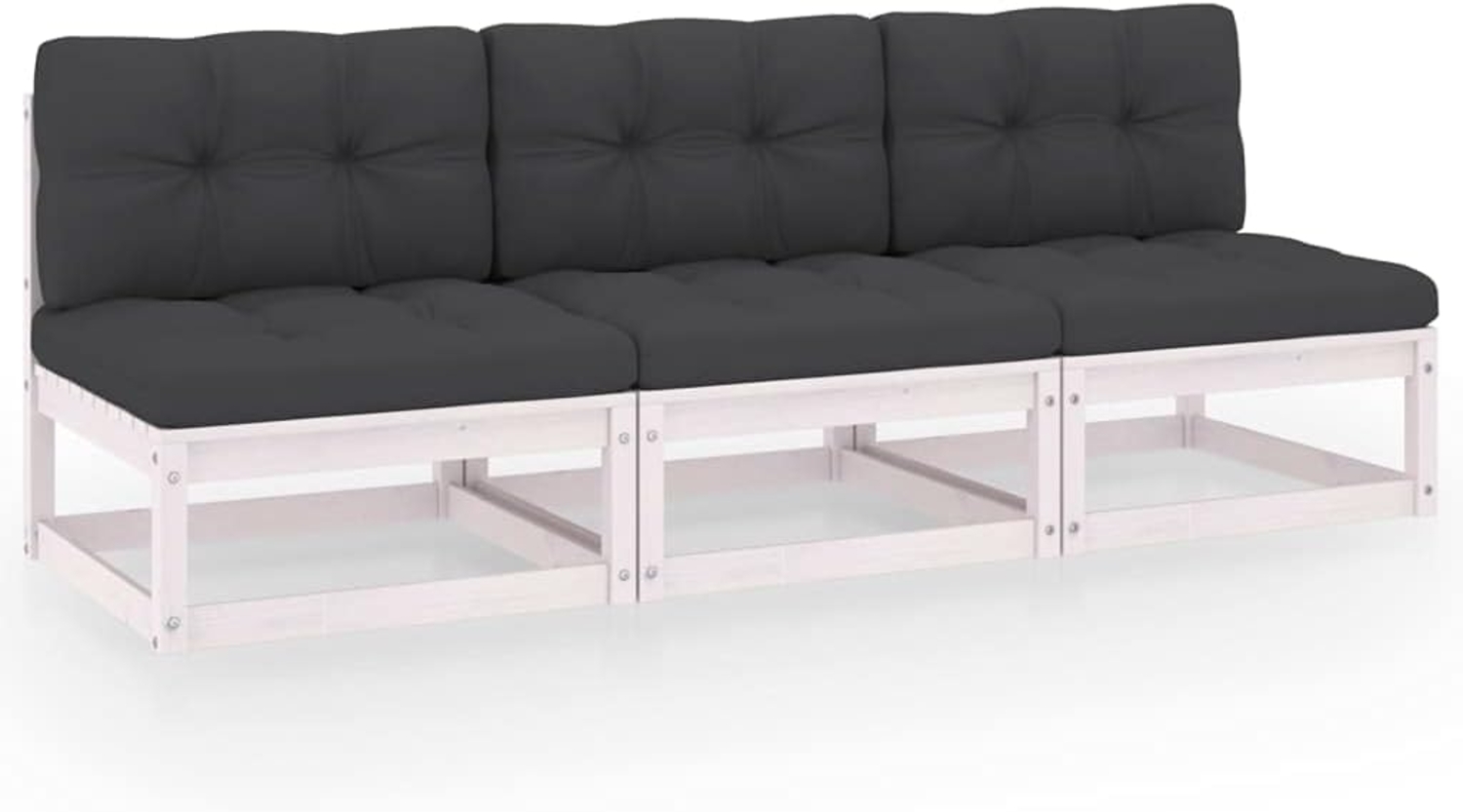 vidaXL 3-Sitzer-Sofa mit Kissen Kiefer Massivholz 3076350 Bild 1