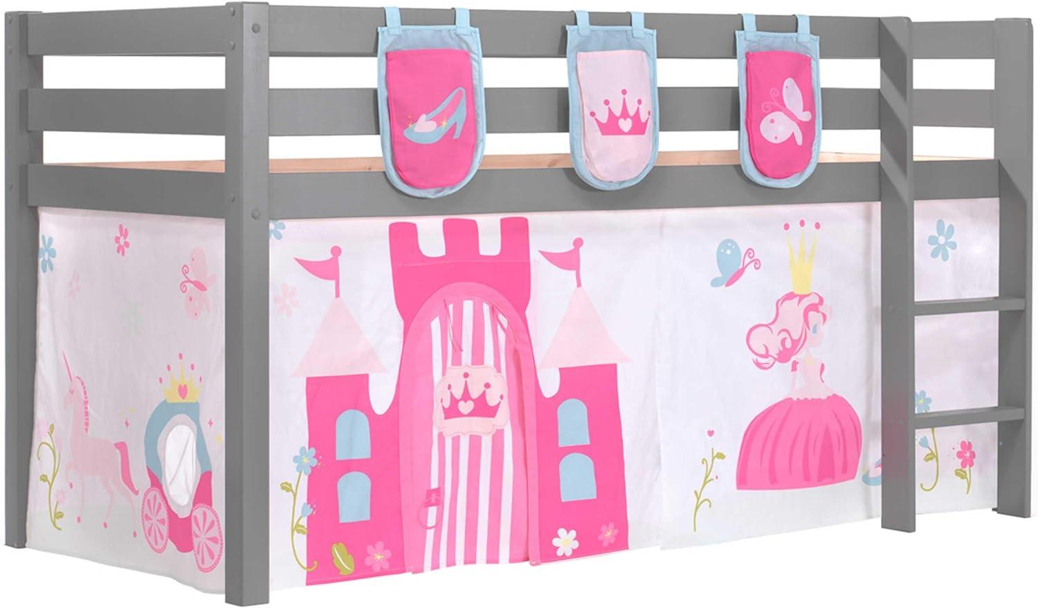 Vipack Spielbett 'Pino' mit Textilset Vorhang und 3 Taschen 'Princes' Bild 1