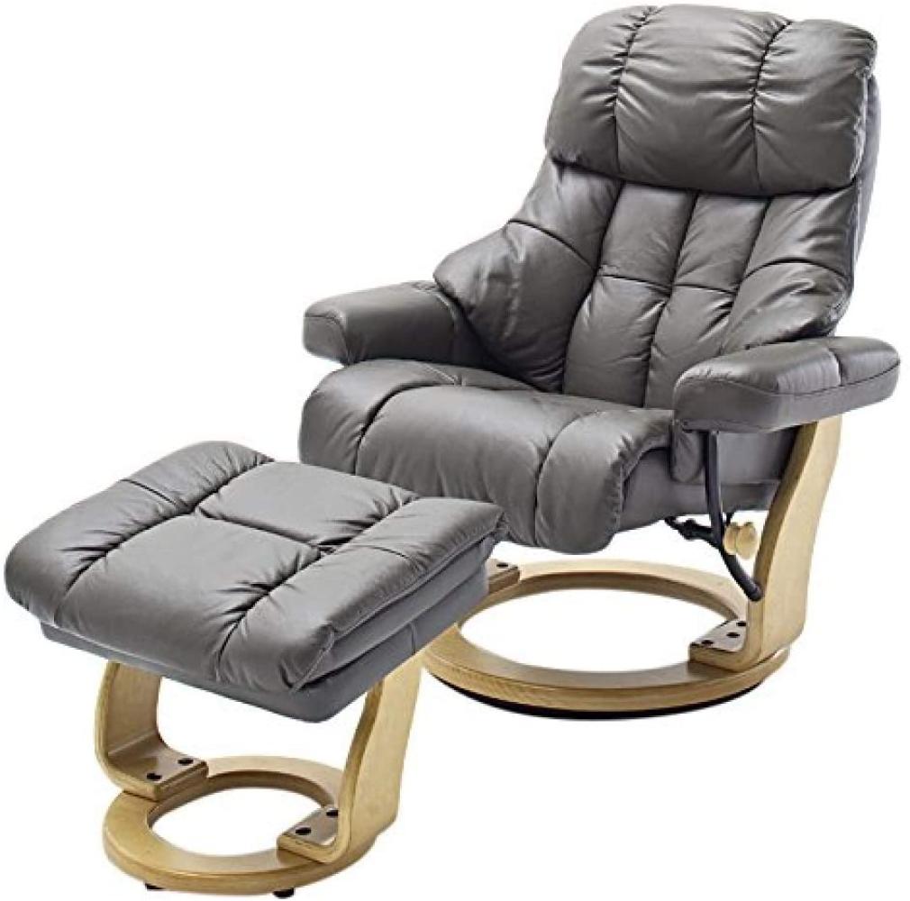 Relaxsessel Calgary XXL schlamm Leder mit Hocker/ Natur Bild 1