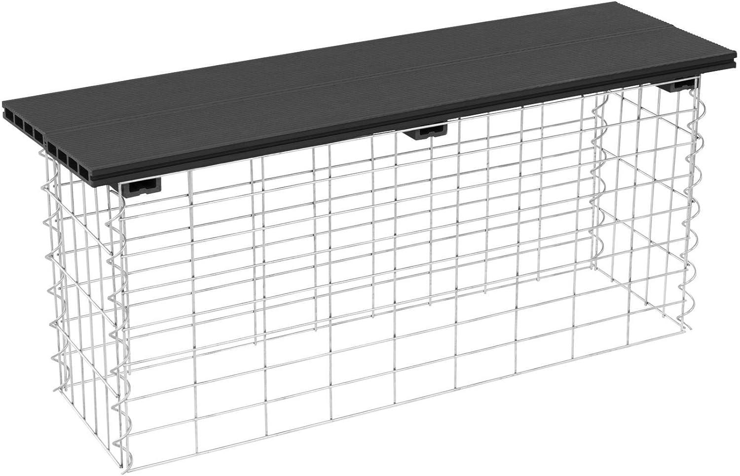 Gabionenbank WPC Gabionen Sitzbank 100x30x43 cm Gartenbank Draht Bank dunkelgrau Bild 1