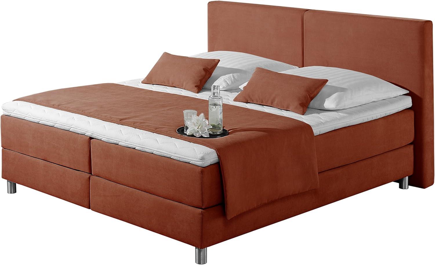 Maintal Boxspringbett Metropol, 140 x 200 cm, Strukturstoff, Bonellfederkern Matratze h3, terra Bild 1