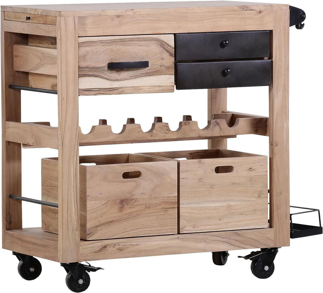 Stylefurniture Praktischer Servierwagen aus Massivholz, Holz, Natur, 90 x 43 x 85 cm Bild 1