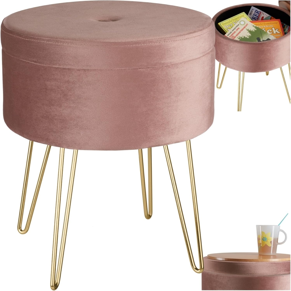 tectake Sitzhocker Ava, rund Bild 1