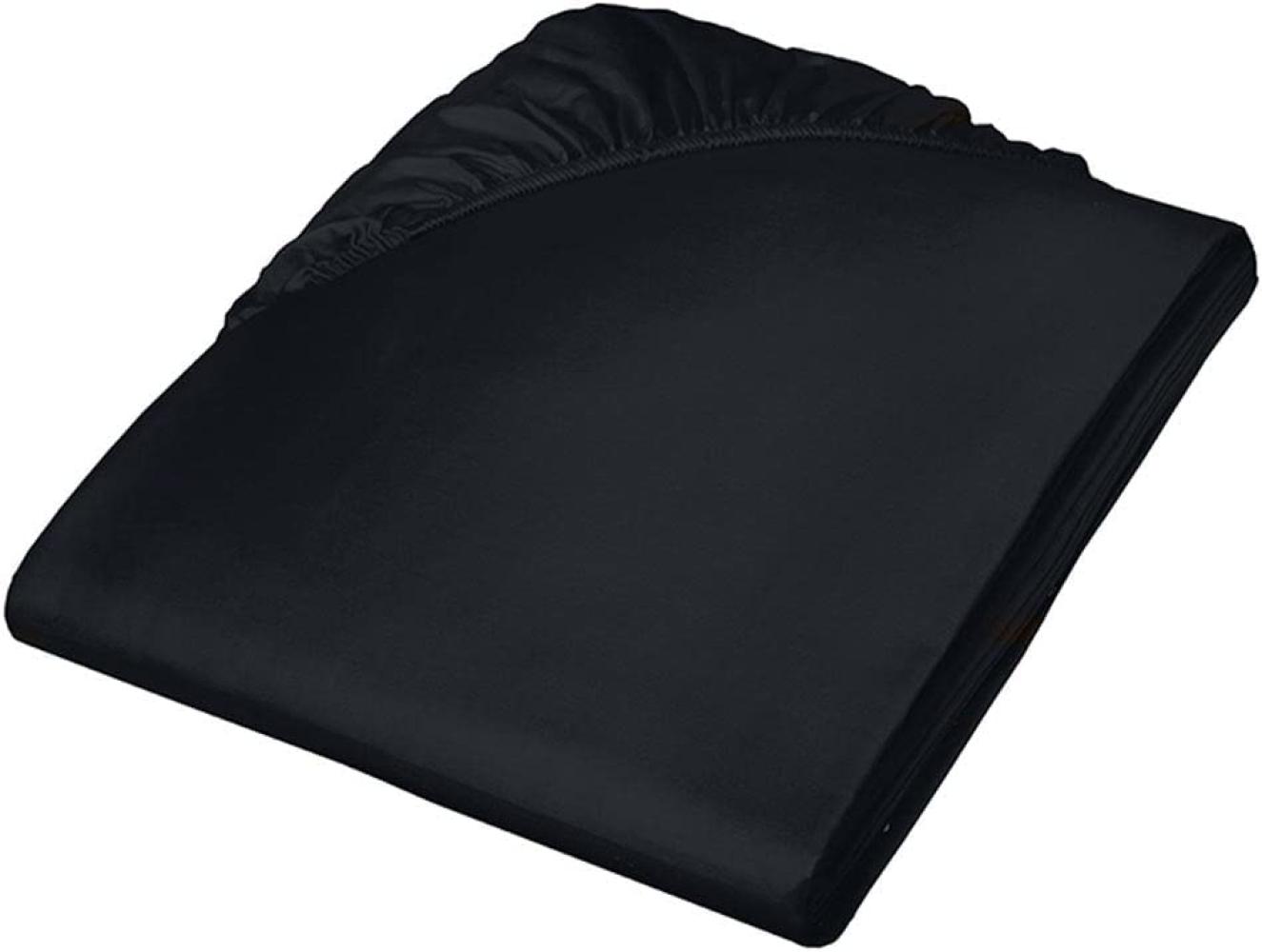 fleuresse Mako Satin Baumwolle Spannbettlaken Colours 160x200 cm Schwarz Bild 1