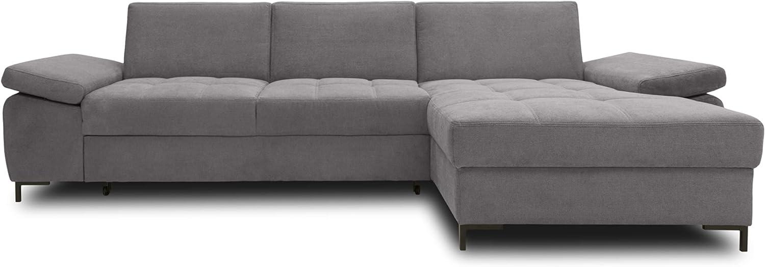 DOMO Collection Curacao Ecksofa, Eckcouch mit Federkern, Sofa mit Armlehnfunktion in L-Form, Schlaffunktion, dunkelgrau, 297 x 160 cm Bild 1