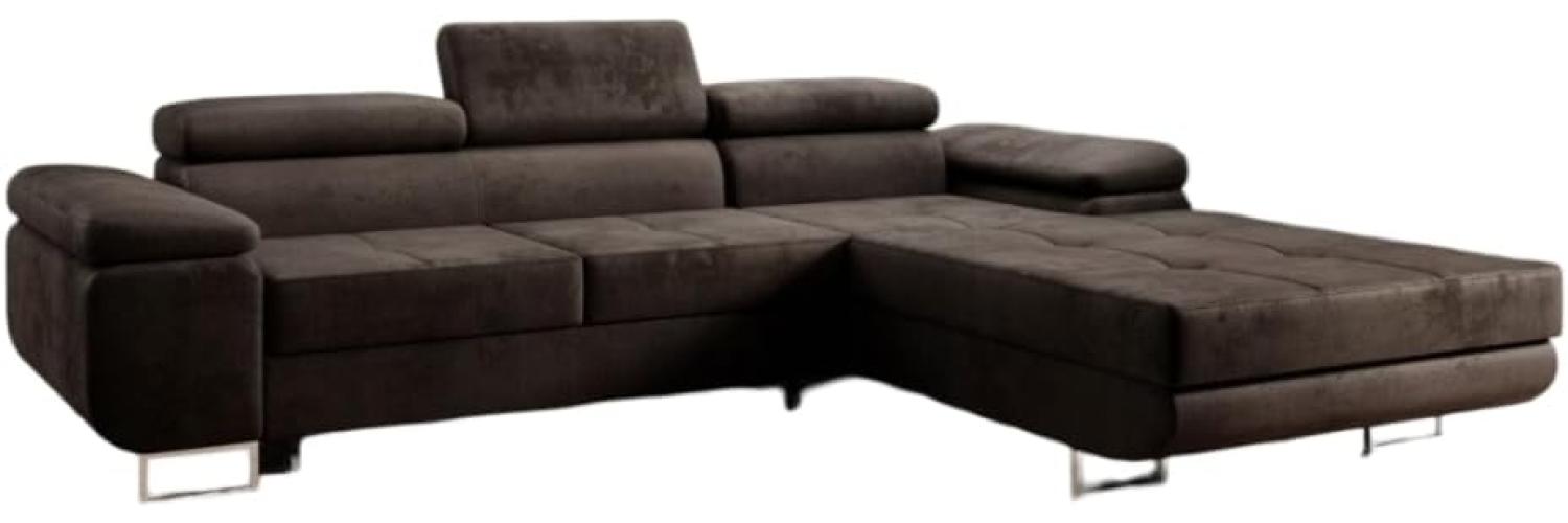 Designer Sofa Calvera mit Schlaf- und Klappfunktion (Samt) Dunkelbraun Rechts Bild 1