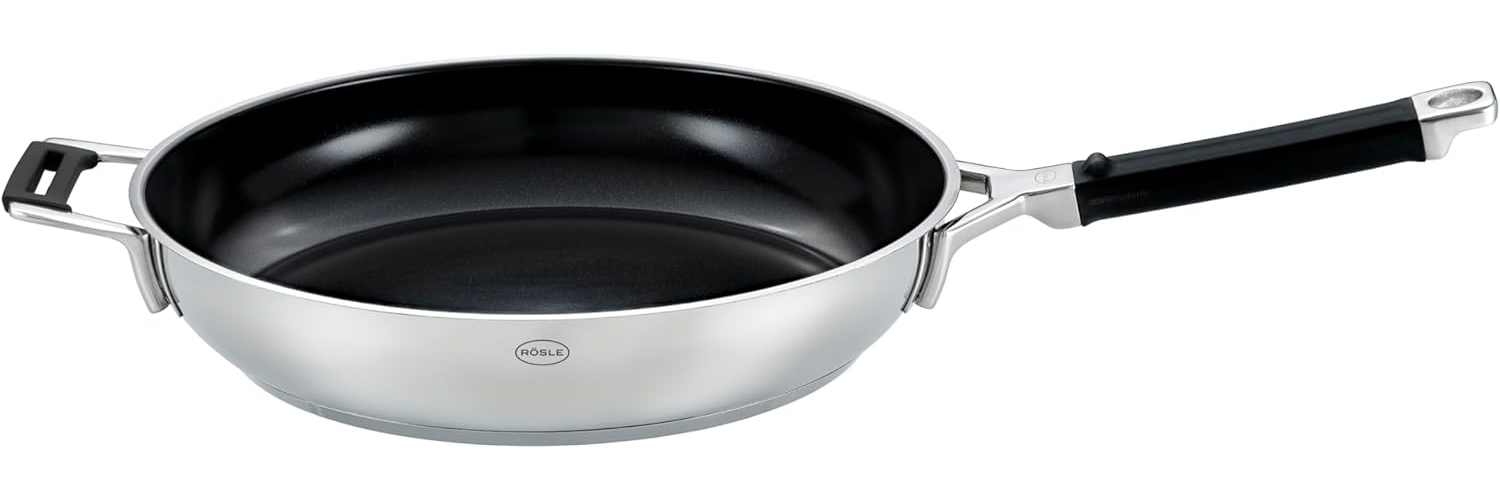 RÖSLE SILENCE PRO CeraPlus Bratpfanne, Antihaft & Robust - 32 cm, Hitzebeständig bis 260 °C, Keramikversiegelung, silbern, Edelstahl 18/10, spülmaschinengeeignet Bild 1