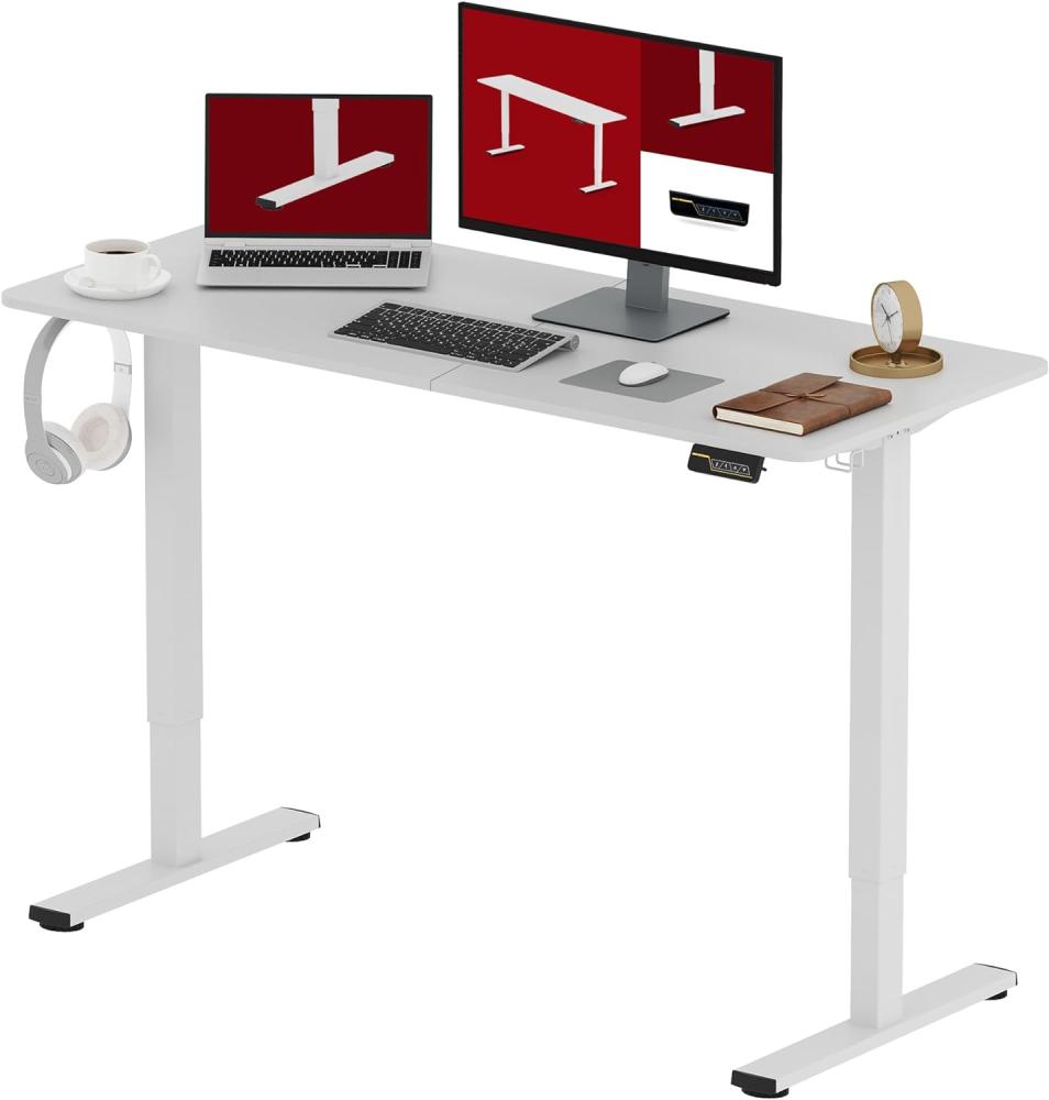 SANODESK Höhenverstellbarer Schreibtisch 120 x 60 cm Schreibtisch Höhenverstellbar Elektrisch Ergonomischer Steh-Sitz Tisch Computertisch für Heimbüro Homeoffice(weiß) Bild 1