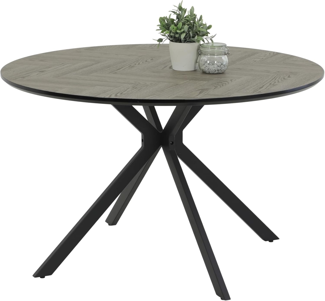 Esstisch Petra - Fischgrätoptik Hellgrau - Ø 120cm Bild 1