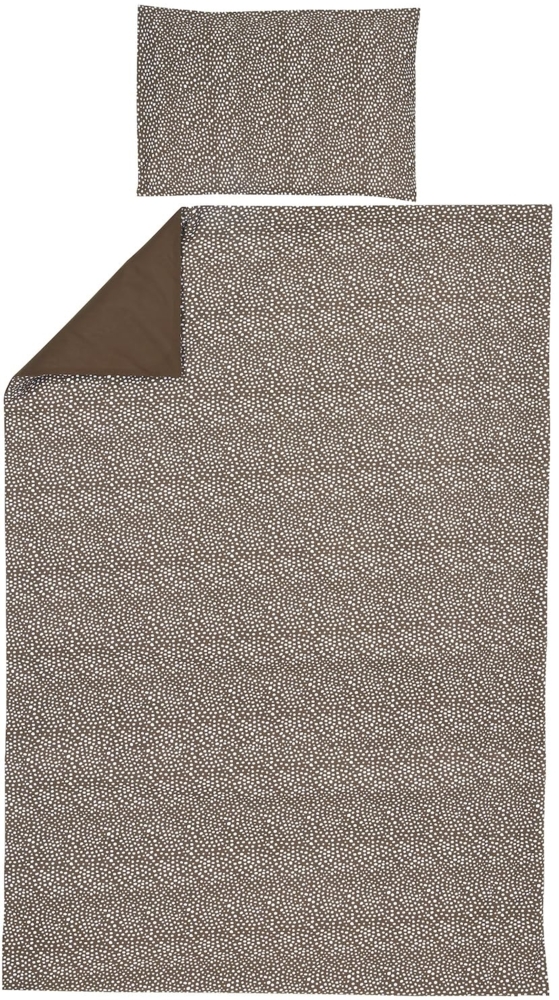 Meyco Home Cheetah/Uni Bettwäsche für 1-Person (Baumwolle, atmungsaktives Material, einfache Pflege, praktischer Einschlagstreifen, Maße: 140x200/220 cm), Schokolade Bild 1