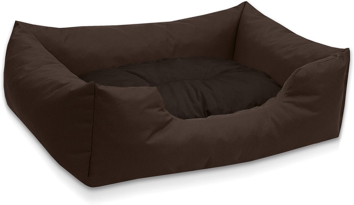 BedDog Hundebett MIMI, Hundesofa aus Cordura, Microfaser-Velours, waschbares Hundebett vier-eckig mit Rand, Hundekissen (M) ca. 70x55x18cm, CHOCOLATE (braun) Bild 1