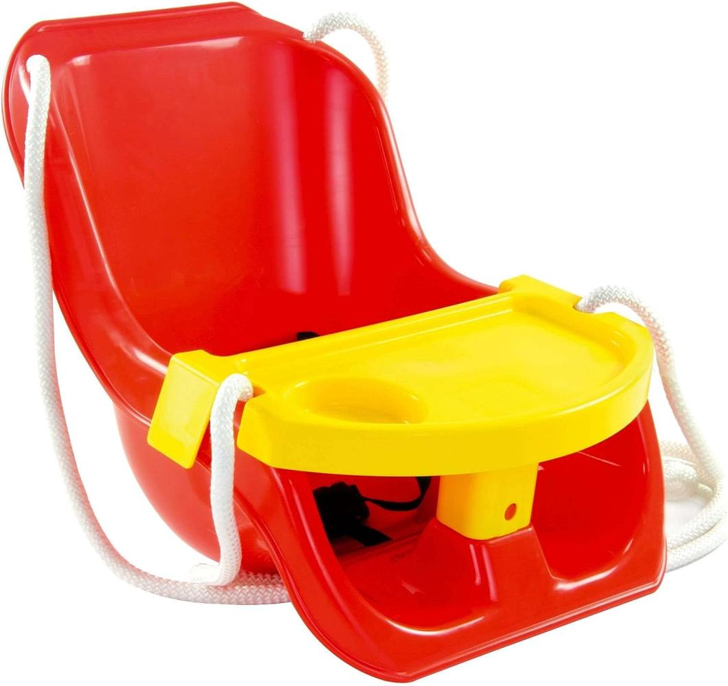 Mochtoys 2 in 1 Babyschaukel 10960 Beintrenner Tisch abnehmbar Bechervertiefung rot Bild 1