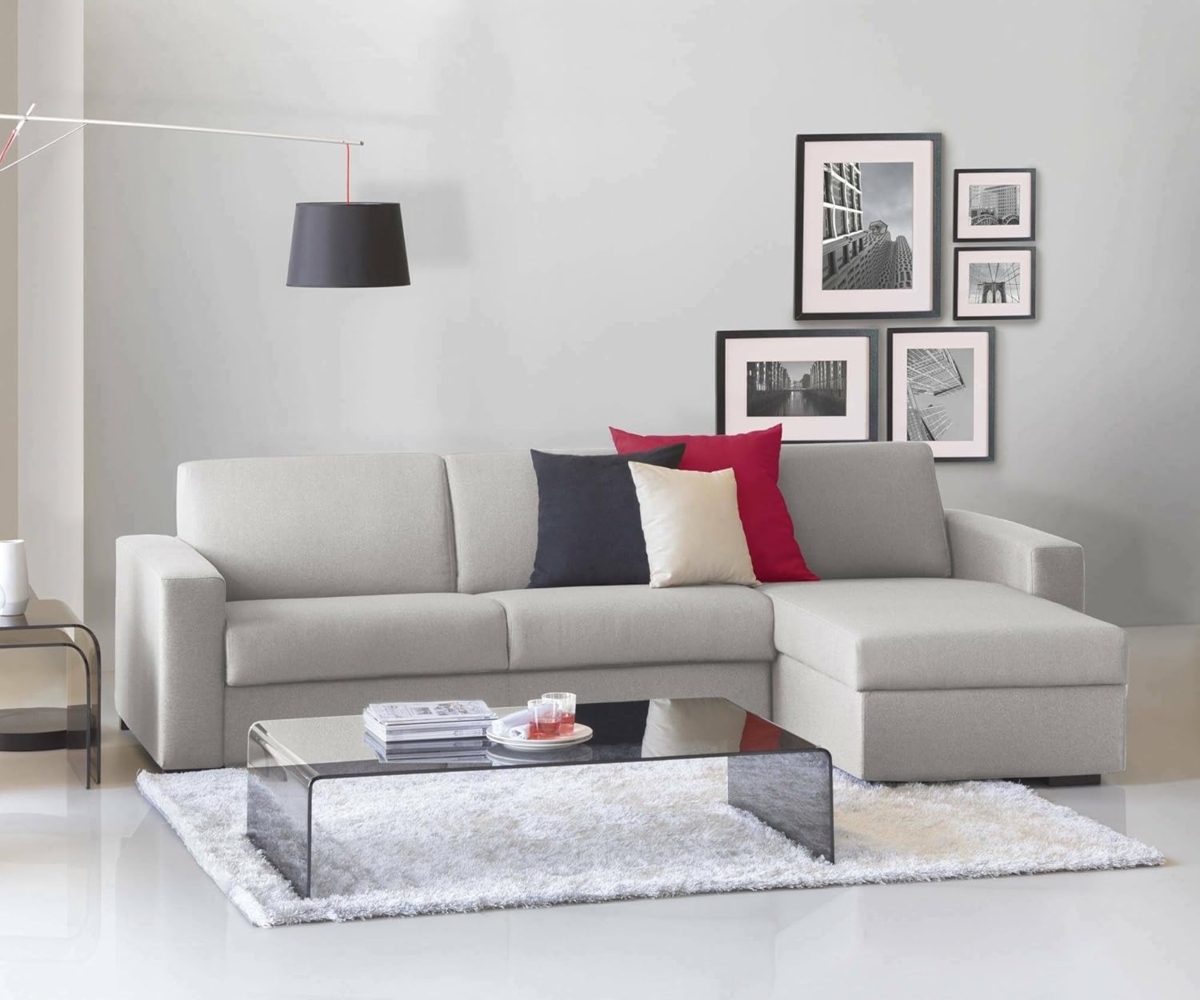 Talamo Italia - Sofa mit Halbinsel Debora, Ecksofa, umkehrbare Aufbewahrungshalbinsel, schmale Armlehnen, 100 % Made in Italy, 260 x 95 x 90 cm, Grau Bild 1