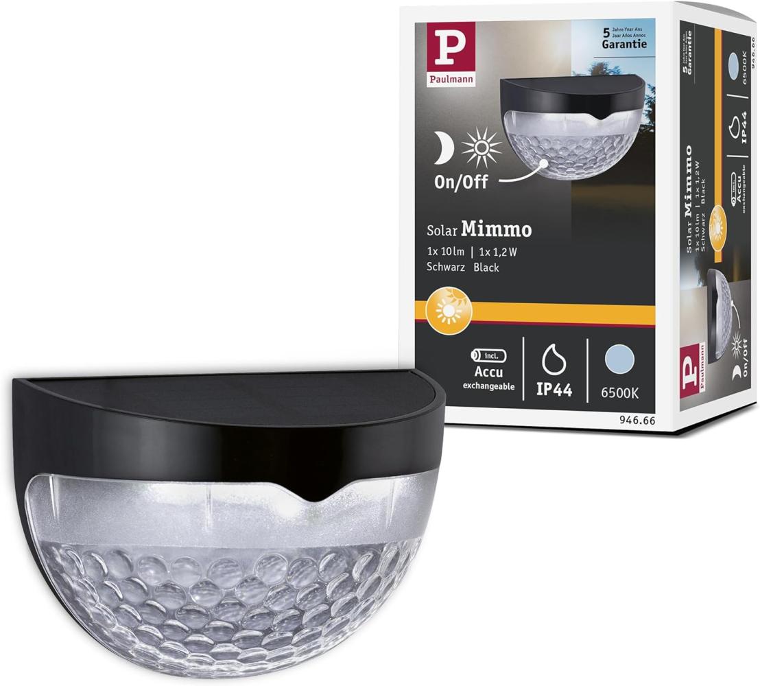 Paulmann 94666 Solar LED Wegeleuchte Mimmo IP44 6500K 20lm Schwarz Bild 1