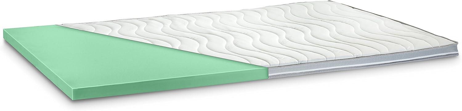 Kaltschaum Topper Matratzenauflage | 7 cm Gesamthöhe | abnehmbarer und waschbarer Bezug | Bezug mit 3D-Mesh-Klimaband und Stegkanten | H2 - weich | 90x200 cm. Bild 1