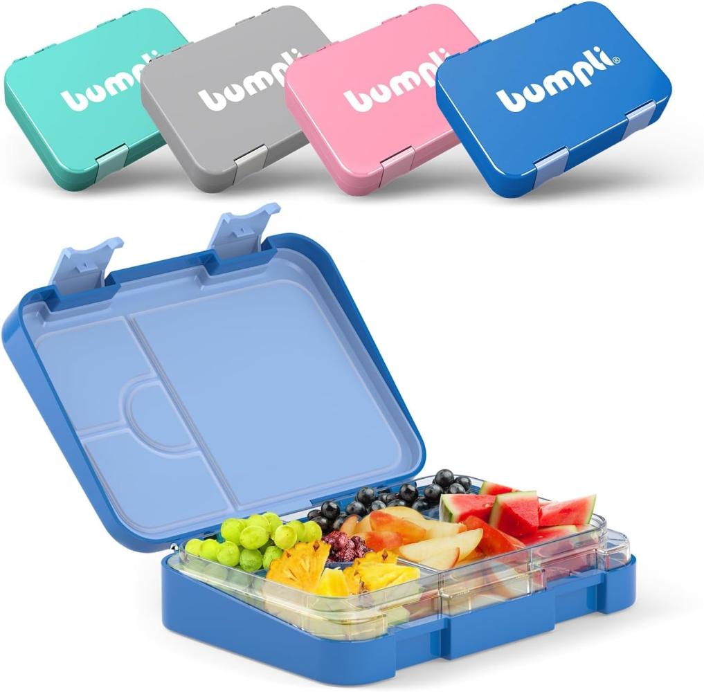 bumpli® Lunchbox Kinder Brotdose (6 Fächer) Brotbüchse, Vesperdose, Tritan, Auslaufsicher & BPA-frei- Kinderfreundliche Verriegelung Bild 1