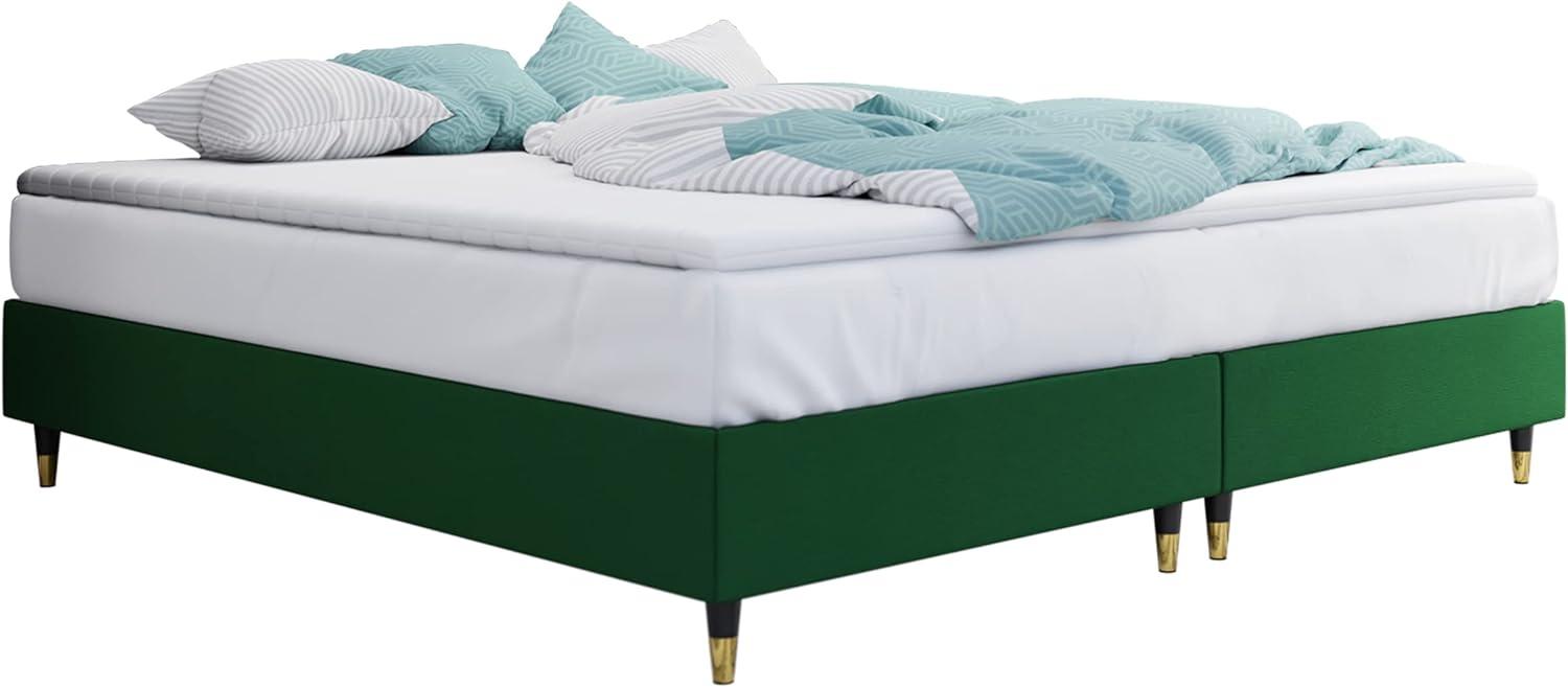 Boxspringbett Sauro Gold für Wandpaneel, Grün, 180x200 cm Bild 1