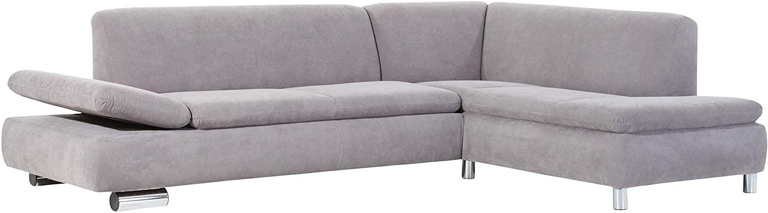 Terrence Ecksofa Veloursstoff Silber Metallfüße verchromt Bild 1