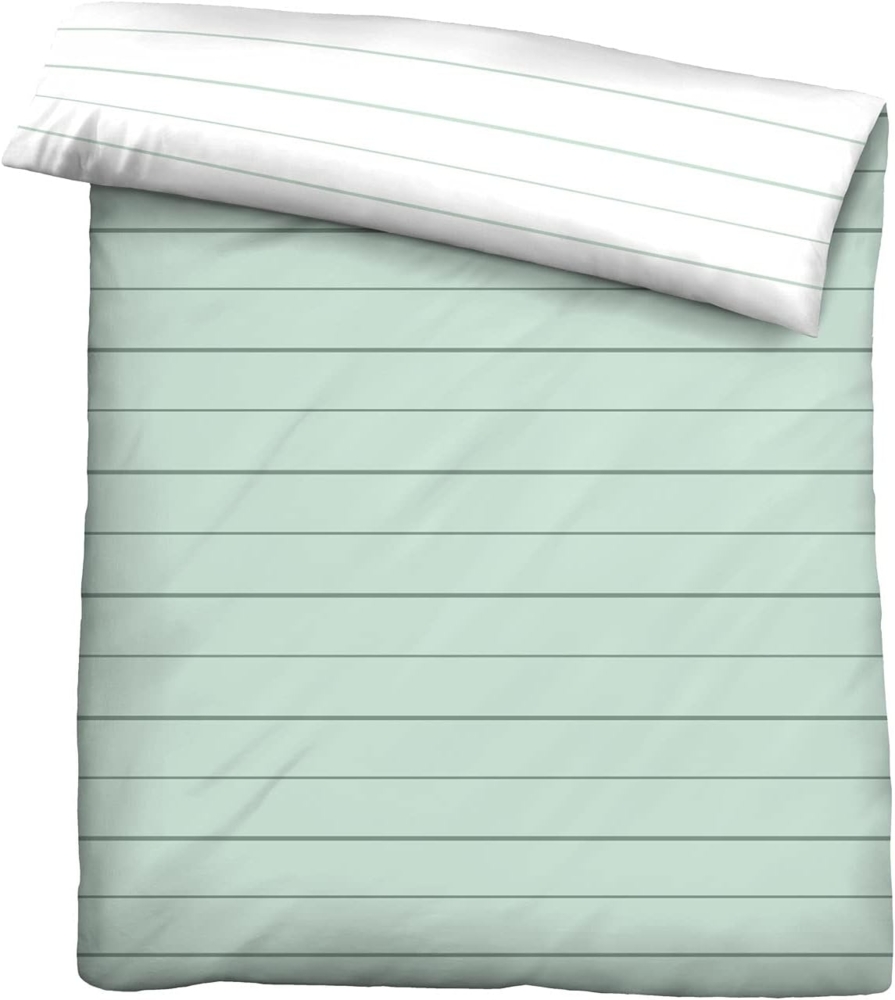 biberna 0636044 Mako-Satin Bettwäsche STREIFEN - MIX & MATCH, mint, 1x 155x220 cm Bild 1