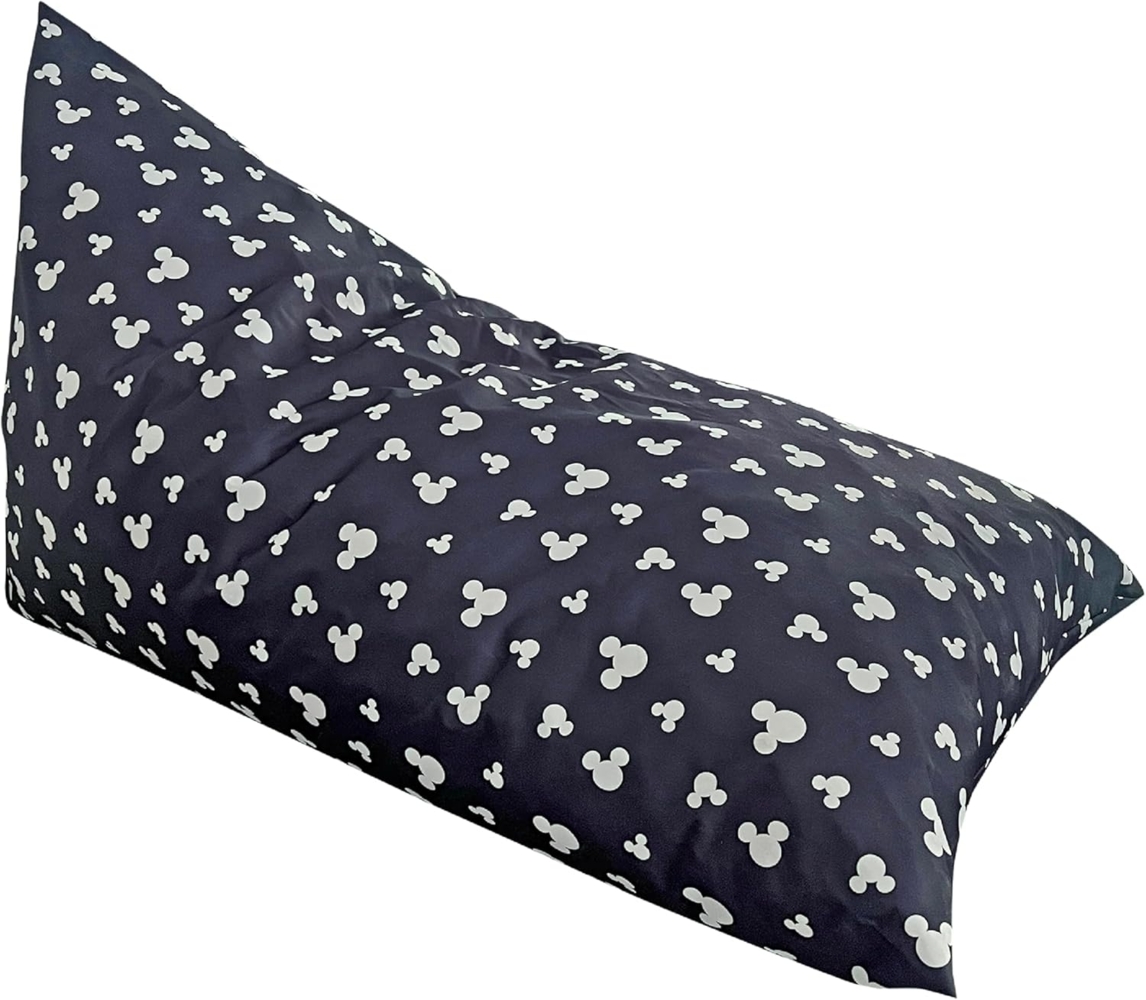 Disney Micky Maus Kinder-Sitzsack, 100 % Polyestergewebe, Polyurethan-Schaum-Füllung, abnehmbare Bezüge mit Reißverschluss, 109 x 70 x 65 cm (B x T x H), schwarz Bild 1