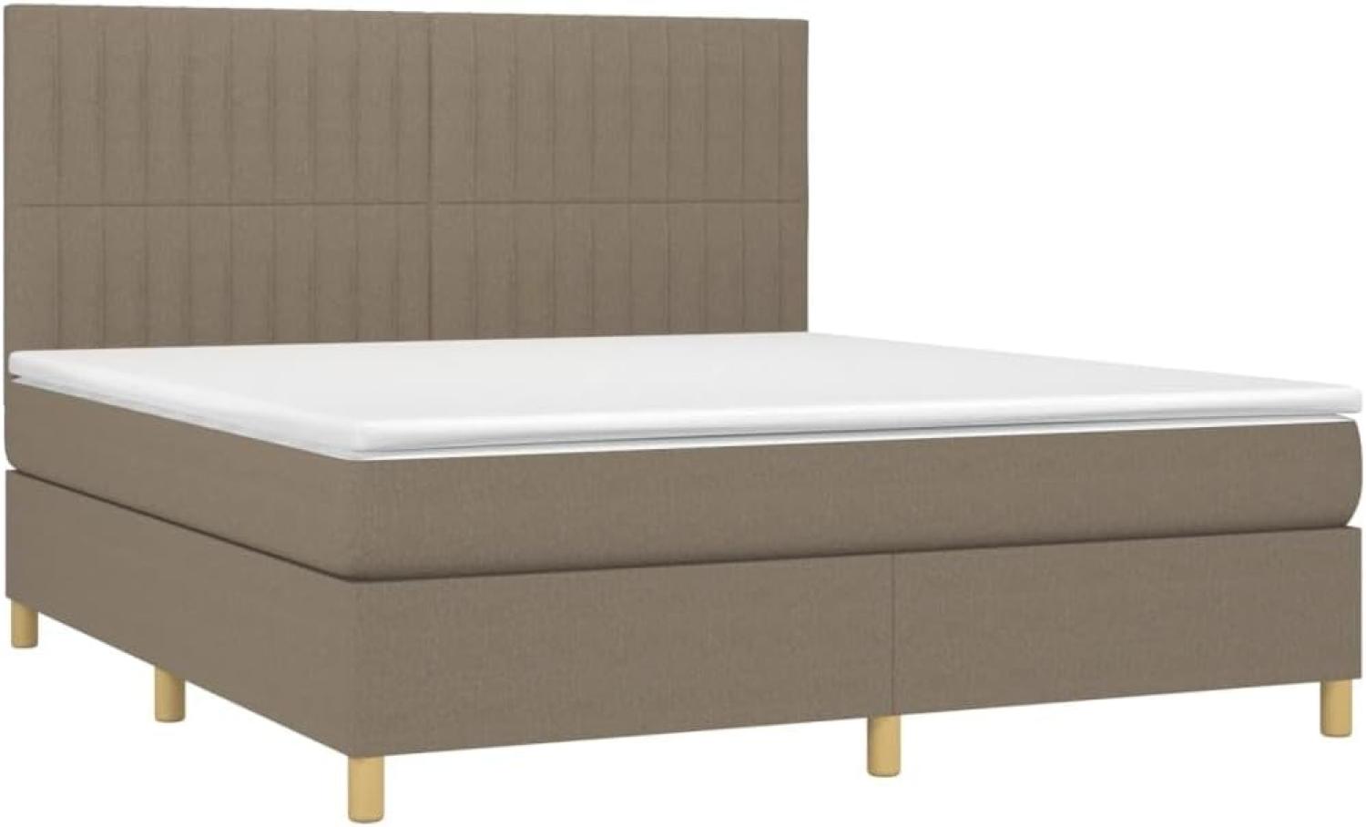 vidaXL Boxspringbett mit Matratze & LED Taupe 180x200 cm Stoff 3135617 Bild 1